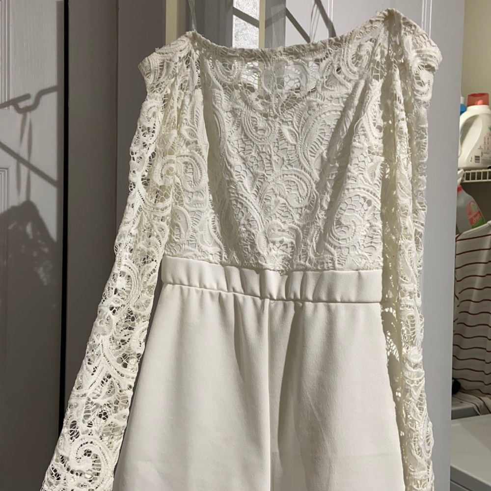 Off shoulder lace romper